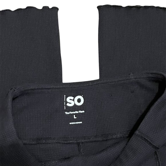 SO Flare Waffle High Rise Cotton Bootcut Pants Leggings Black Size: Large - Picture 2 of 3